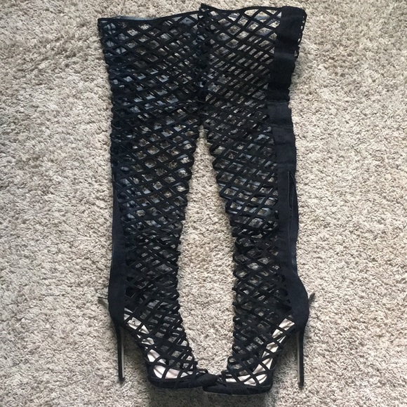 thigh high caged heels - Picture 1 of 2